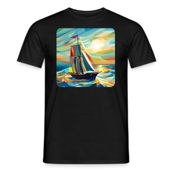Navire et soleil - T-shirt homme - noir - Devant - AI Model Male 178 light (178cm)