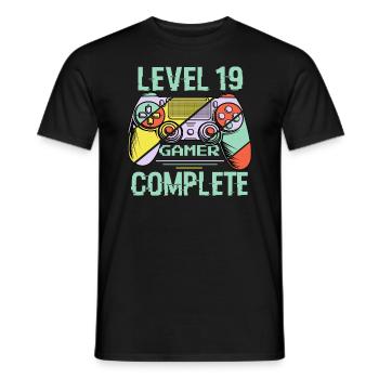 Level 19 Complete 19 Years Gamer Level 19 Complete - Men's T-Shirt - black - Front - AI Model Male 178 light (178cm)