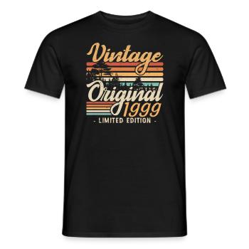 Vintage Anniversary Made in 1999 Retro 1999 - Men's T-Shirt - black - Front - AI Model Male 178 light (178cm)