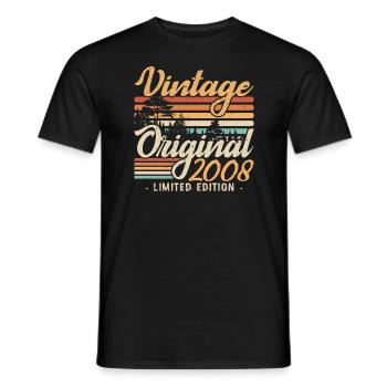 Anniversary Vintage Made in 2008 Retro 2008 - Men's T-Shirt - black - Front - AI Model Male 178 light (178cm)