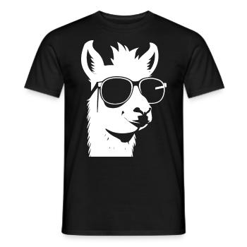 Lustiges Alpaka mit Sonnenbrille Coole Alpakas - Männer T-Shirt - Schwarz - Vorne - AI Model Male 178 light (178cm)
