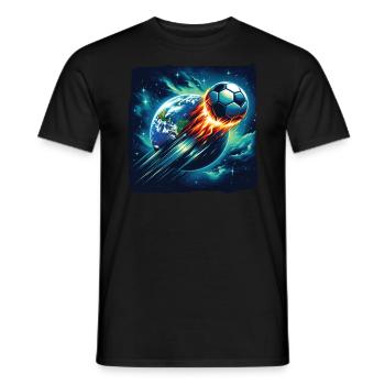 Fireball soccer shoots through space - Men's T-Shirt - black - Front - AI Model Male 178 light (178cm)
