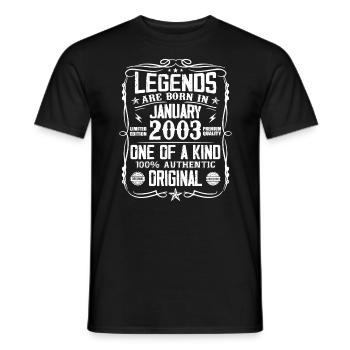 Cadeau D'anniversaire Nées En Janvier 2003 - T-shirt homme - noir - Devant - AI Model Male 178 light (178cm)