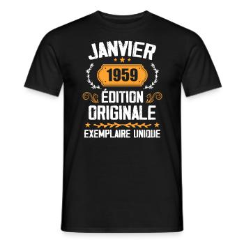 Jubiläumsgeschenk Jahrgang Januar 1959 - 1959 - Männer T-Shirt - Schwarz - Vorne - AI Model Male 178 light (178cm)