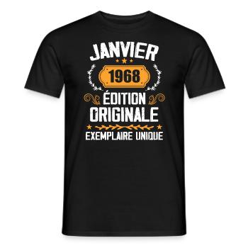 Jubiläumsgeschenk Jahrgang Januar 1968 - 1968 - Männer T-Shirt - Schwarz - Vorne - AI Model Male 178 light (178cm)