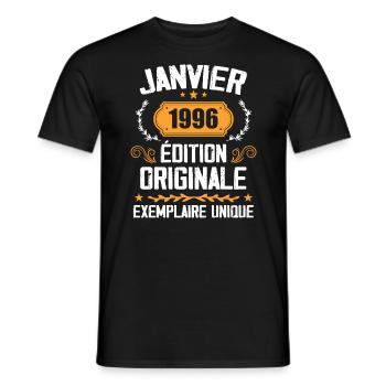 Jubiläums-Vintage-Geschenk Januar 1996 - 1996 - Männer T-Shirt - Schwarz - Vorne - AI Model Male 178 light (178cm)