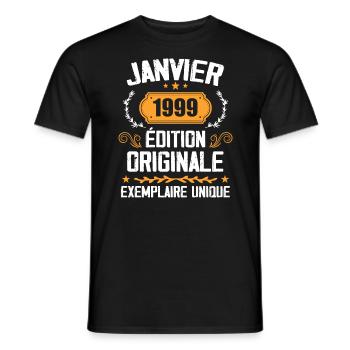 Anniversary Vintage Gift January 1999 - 1999 - Men's T-Shirt - black - Front - AI Model Male 178 light (178cm)
