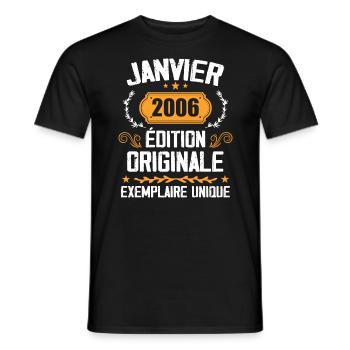 Jubiläum Vintage Geschenk Januar 2006 - 2006 - Männer T-Shirt - Schwarz - Vorne - AI Model Male 178 light (178cm)