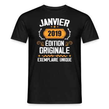 Jubiläum Vintage Geschenk Januar 2019 - 2019 - Männer T-Shirt - Schwarz - Vorne - AI Model Male 178 light (178cm)