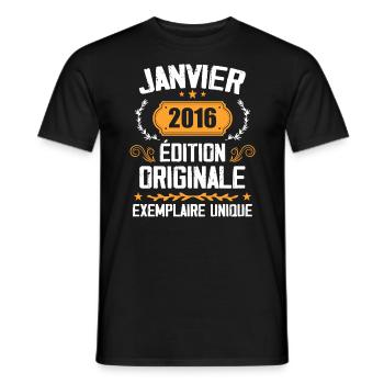 Jubiläumsgeschenk Jahrgang Januar 2016 - 2016 - Männer T-Shirt - Schwarz - Vorne - AI Model Male 178 light (178cm)