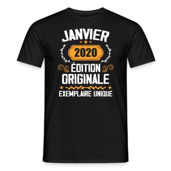 Jubiläumsgeschenk Jahrgang Januar 2020 - 2020 - Männer T-Shirt - Schwarz - Vorne - AI Model Male 178 light (178cm)
