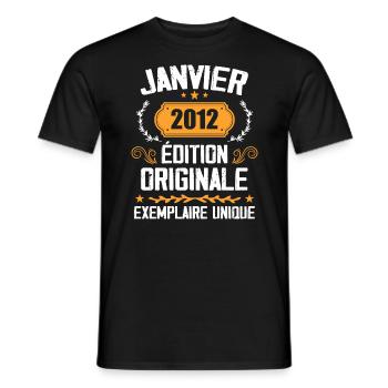 Jubiläum Vintage Geschenk Januar 2012 - 2012 - Männer T-Shirt - Schwarz - Vorne - AI Model Male 178 light (178cm)