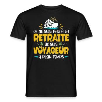 Retraité Voyageur Humour Voyage Retraite - T-shirt homme - noir - Devant - AI Model Male 178 light (178cm)