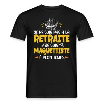 Retraité Maquettiste Humour Miniaturiste Retraite - T-shirt homme - noir - Devant - AI Model Male 178 light (178cm)