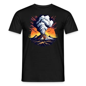 Volcanic eruption, eruption with ash cloud and lava - Men's T-Shirt - black - Front - AI Model Male 178 light (178cm)