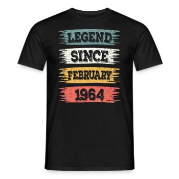Légende 60 Ans 1964 Février 60 Ans Anniversaire - T-shirt homme - noir - Devant - AI Model Male 178 light (178cm)