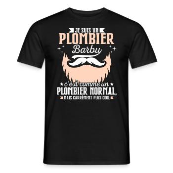 Barbe Humour Plombier Barbu - T-shirt homme - noir - Devant - AI Model Male 178 light (178cm)