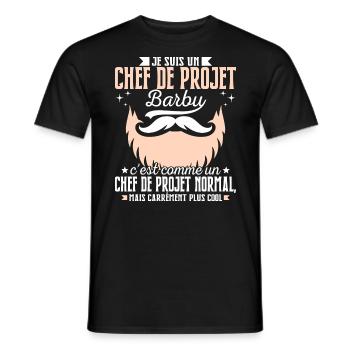 Barbe Humour Chef de Projet Barbu - T-shirt homme - noir - Devant - AI Model Male 178 light (178cm)