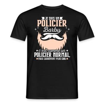 Barbe Humour Policier Barbu - T-shirt homme - noir - Devant - AI Model Male 178 light (178cm)