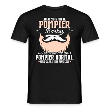 Barbe Humour Pompier Barbu - T-shirt homme - noir - Devant - AI Model Male 178 light (178cm)