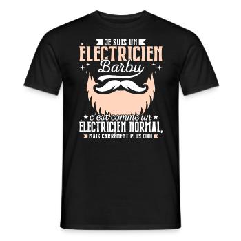 Barbe Humour Électricien Barbu - T-shirt homme - noir - Devant - AI Model Male 178 light (178cm)