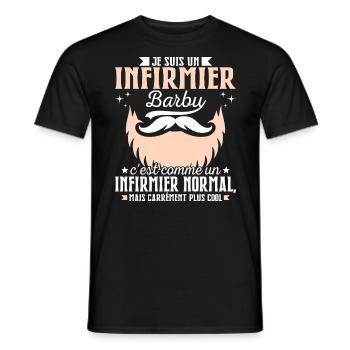 Barbe Humour Infirmier Barbu - T-shirt homme - noir - Devant - AI Model Male 178 light (178cm)