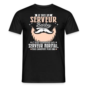 Barbe Humour Serveur Barbu - T-shirt homme - noir - Devant - AI Model Male 178 light (178cm)