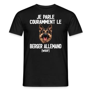 Parler Le Berger Allemand Humour Chien - T-shirt homme - noir - Devant - AI Model Male 178 light (178cm)