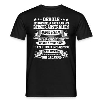Pris Par Un Berger Australien Super Génial Chien - T-shirt homme - noir - Devant - AI Model Male 178 light (178cm)