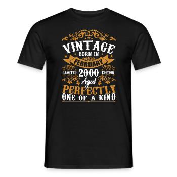 Cadeau D'anniversaire Février 2000 Vintage 24e - T-shirt homme - noir - Devant - AI Model Male 178 light (178cm)