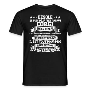Déjà Pris Par Un Corgi Super Génial Chien - T-shirt homme - noir - Devant - AI Model Male 178 light (178cm)