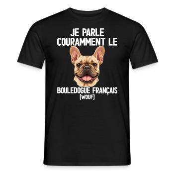 Parler Le Bouledogue Français Humour Chien - T-shirt homme - noir - Devant - AI Model Male 178 light (178cm)