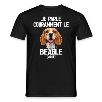 Parler Le Beagle Cadeau Humour Chien Beagle - T-shirt homme - noir - Devant - AI Model Male 178 light (178cm)