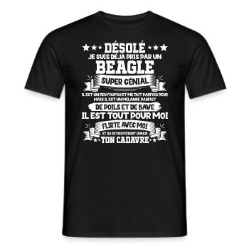 Déjà Pris Par Un Beagle Super Génial Chien - T-shirt homme - noir - Devant - AI Model Male 178 light (178cm)