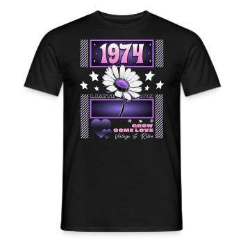 Retro Y2K Year 1974 Birthday Woman 50 Years - Men's T-Shirt - black - Front - AI Model Male 178 light (178cm)