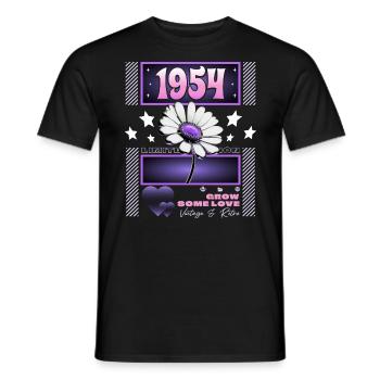 Retro Y2K Year 1954 Birthday Woman 70 Years - Men's T-Shirt - black - Front - AI Model Male 178 light (178cm)