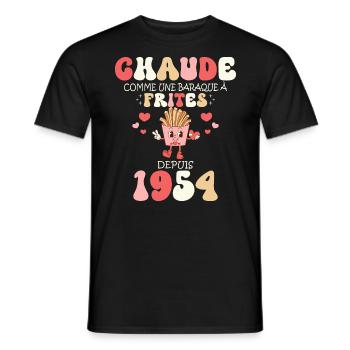Baraque À Frites 1954 Femme Anniversaire 70 Ans - T-shirt homme - noir - Devant - AI Model Male 178 light (178cm)