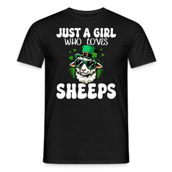 Girl Who Loves St. Patrick's Day Sheep - Men's T-Shirt - black - Front - AI Model Male 178 light (178cm)
