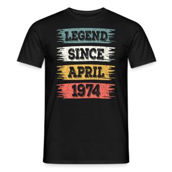 Légende 50 Ans 1974 Avril 50 Ans Anniversaire - T-shirt homme - noir - Devant - AI Model Male 178 light (178cm)