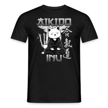 Aikido Inu Drôle MMA Aikido Chien Chiens Akita Inu - T-shirt homme - noir - Devant - AI Model Male 178 light (178cm)