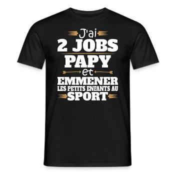 2 Jobs Papy Et Petits Enfants Humour Papy - T-shirt homme - noir - Devant - AI Model Male 178 light (178cm)