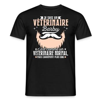 Barbe Humour Vétérinaire Barbu - T-shirt homme - noir - Devant - AI Model Male 178 light (178cm)