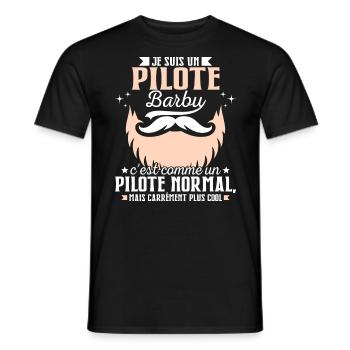 Barbe Humour Pilote Barbu - T-shirt homme - noir - Devant - AI Model Male 178 light (178cm)