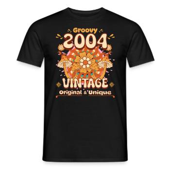 Vintage Année 2004 Anniversaire Femme 20 Ans - T-shirt homme - noir - Devant - AI Model Male 178 light (178cm)
