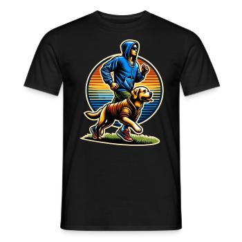 Jogging with Dog Jogging Dog Run - Men's T-Shirt - black - Front - AI Model Male 178 light (178cm)