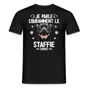 Parler Le Staffie Cadeau Humour Chien Staffie - T-shirt homme - noir - Devant - AI Model Male 178 light (178cm)