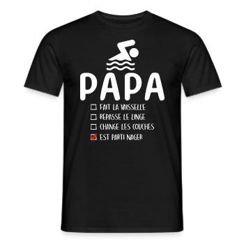 Père Nageur Piscine Humour Natation Papa Nageur - T-shirt homme - noir - Devant - AI Model Male 178 light (178cm)
