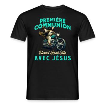 Jésus Humour Première Communion 1ère Communion - T-shirt homme - noir - Devant - AI Model Male 178 light (178cm)