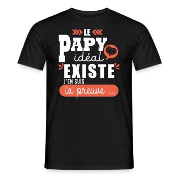 Cadeau papy idéal fête papi T shirt papy cadeau - T-shirt homme - noir - Devant - AI Model Male 178 light (178cm)