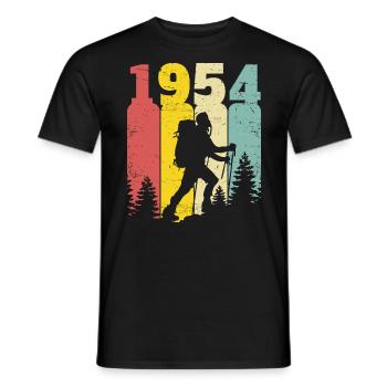 Retro Year 1954 Hiker 70 Years Anniversary - Men's T-Shirt - black - Front - AI Model Male 178 light (178cm)